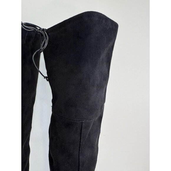 Black Faux Suede Thigh High Boots size 7 - Picture 3 of 8